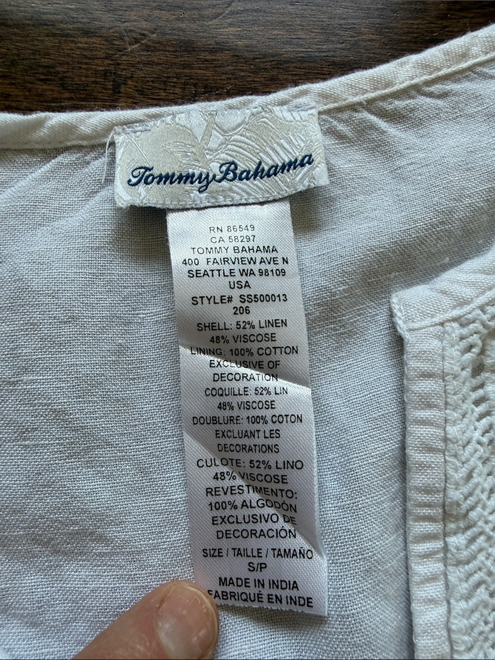Tommy Bahama White Eyelet Linen Tunic Dress Swimsuit Cover-Up - Picture 2 of 5